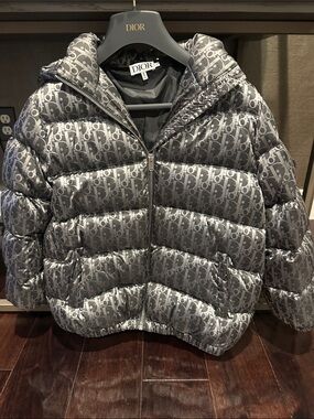 Dior Kids Silver-Gray Monogram Puffer Jacket Size 8